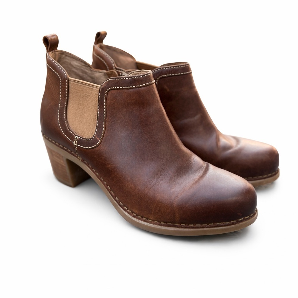 Dansko Harlene Waxy Burnished Tan Short Comfort Ankle Boots Size 37 - US 7